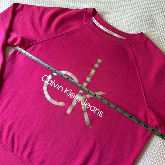 Calvin Klein Bright Pink Cotton Blend Sweatshirt Size Medium - Picture 6 of 7